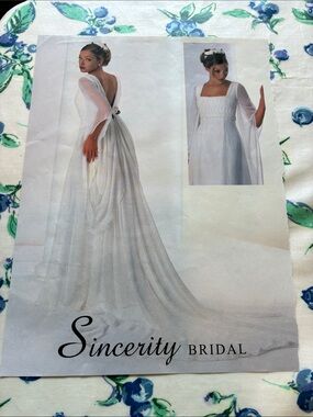 Sincerity Bridal Ivory Chiffon Square-Neck Wedding Gown with Flowing Train